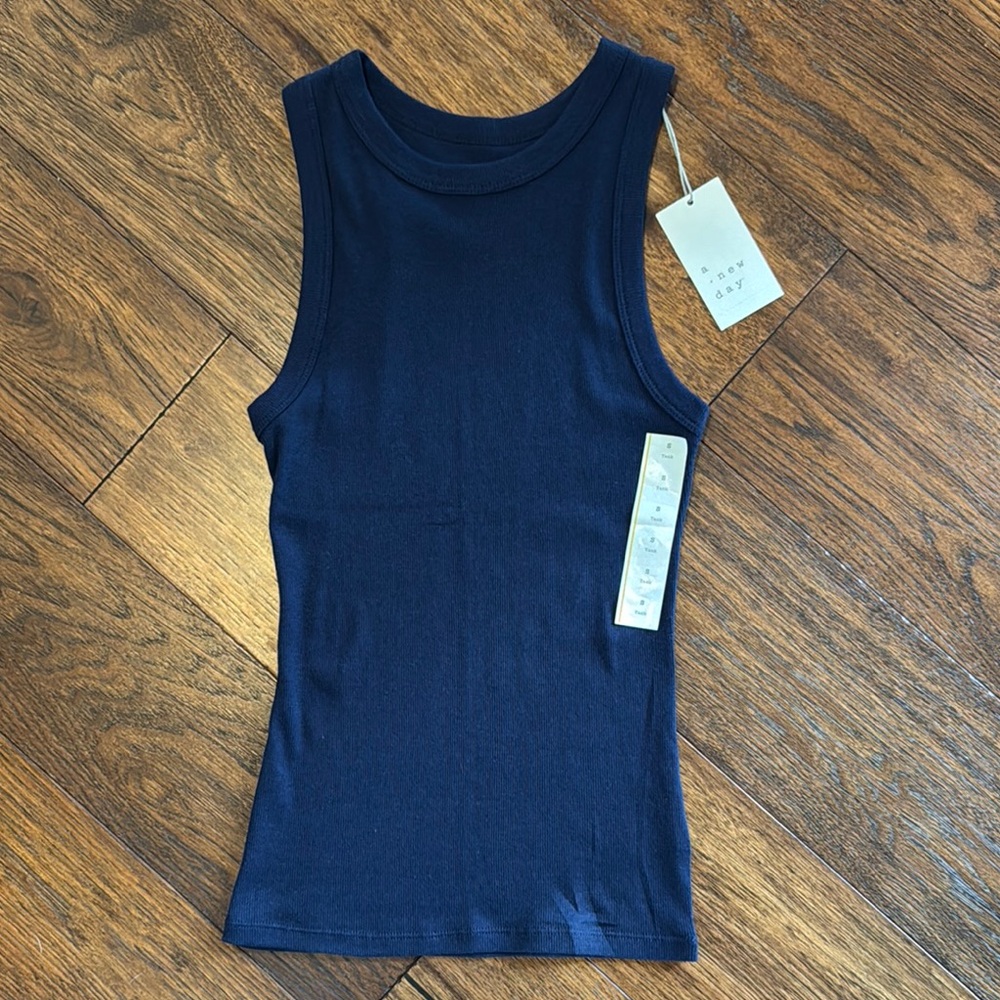 A New Day High Neck Navy Blue Sleeveless tank NWT